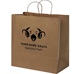 Natural custom branded Middleham Extra Large Twist Handled Recycled Kraft Paper Bags at GoPromotional