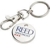 Euro Trolley Coin Keyrings die stamped with charity or company logo at GoPromotional