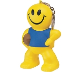 Smiley Rugby Man Keyring Stress Toys with a company logo