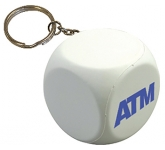 Decision Dice Keyring Stress Toys printed with your logo for office staff giveaways