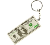 Dollar Keyring Stress Toys in white with company branding for business brand marketing