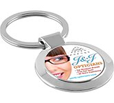 Promotional printed Shimmer Polished Chrome Keyrings with a full colour logo