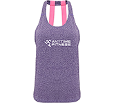 Fashionable Womens TriDri Double Strap Back Sports Vests branded with a custom print at GoPromotional