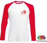 Bespoke printed Fruit Of The Loom Long Sleeved Baseball T-Shirts for sporting promotions