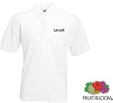 Budget White Fruit Of The Loom Value Weight Polos printed with your design