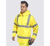 Corporate branded Portwest High Visibility Rain Jackets for high visibility promotions