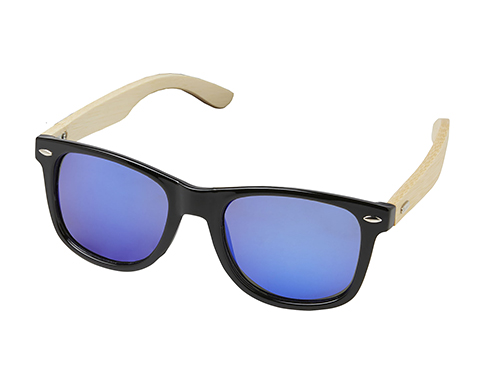 California RPET Bamboo Mirrored Polarised Sunglasses - Natural