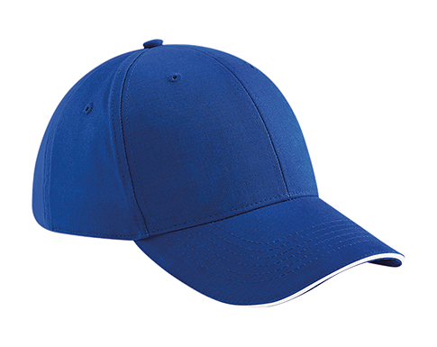 Beechfield Athletic Leisure 6 Panel Caps - Royal/White