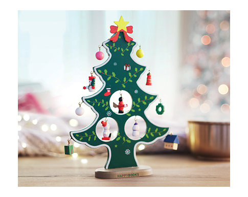 Sussex Wooden Christmas Tree Decorations - Green