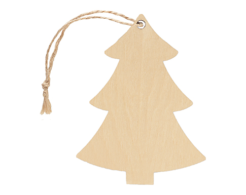Full Colour Christmas Tree Shaped Wooden Hanger - Natural