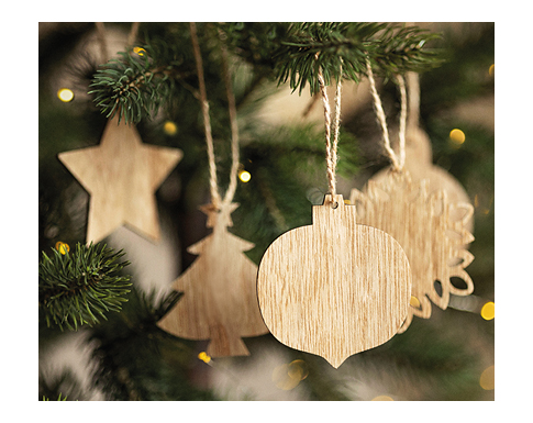 Wooden Christmas Tree Ornament Sets - Natural
