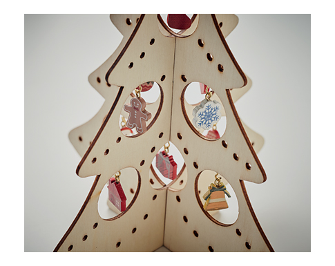 Berlin Wooden Christmas Tree With Decorations - Natural