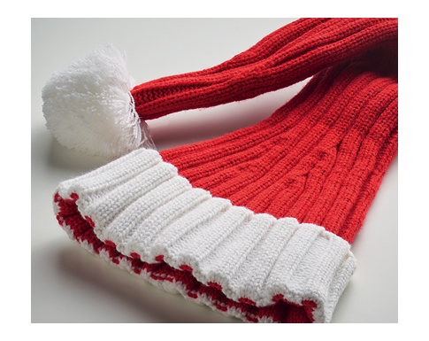Long Christmas Knitted Beanies - Red