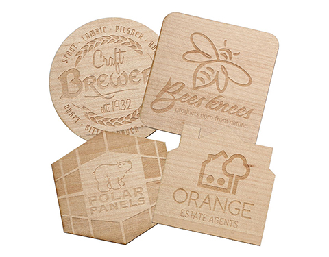 Sustainable Wooden Bespoke Shaped Coasters - Natural