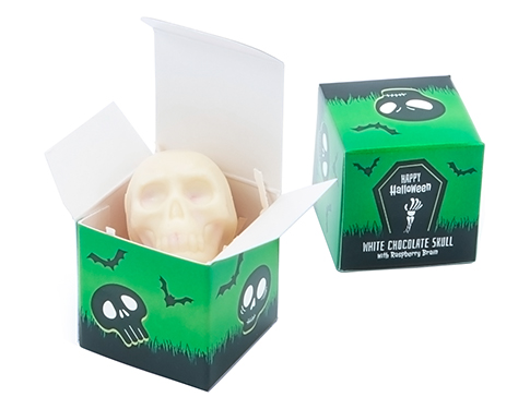 Eco Mini Cube Box - White Chocolate Skulls