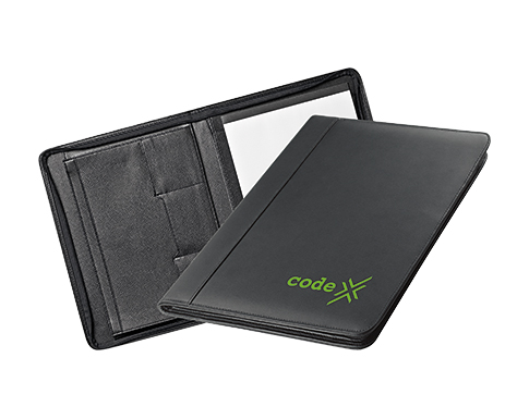 Horbury Bonded Leather Zipped Conference Folders - Black