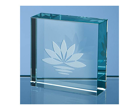 5cm Jade Glass Square Paperweights - Clear