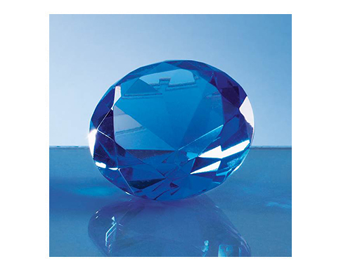 Pluto 6cm Optical Crystal Blue Diamond Paperweights - Blue