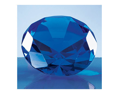 Pluto 8cm Optical Crystal Blue Diamond Paperweights - Blue