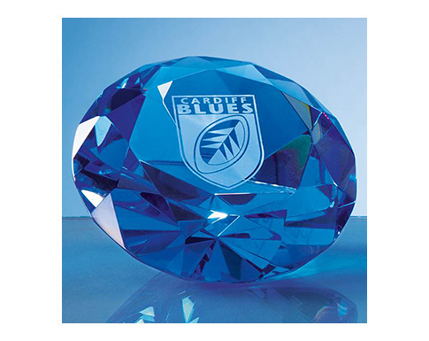 Pluto 10cm Optical Crystal Blue Diamond Paperweights - Blue