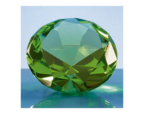 Krypton 8cm Optical Crystal Green Diamond Paperweights - Green