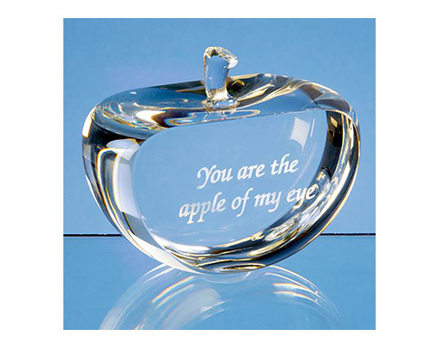 Chicago 7.5cm Optical Crystal Clear Flat Apple Paperweights - Clear
