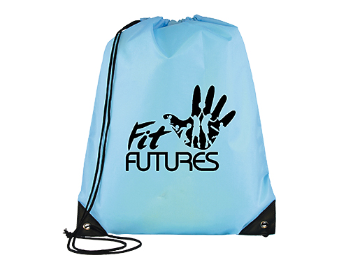 Essential Recyclable Polyester Budget Drawstring Bags - Light Blue