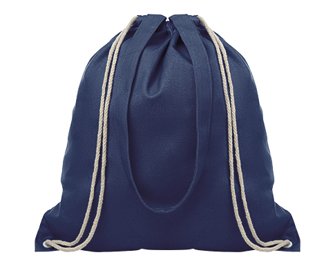 Adelaide Canvas Drawstring Shopping Bags - Navy Blue