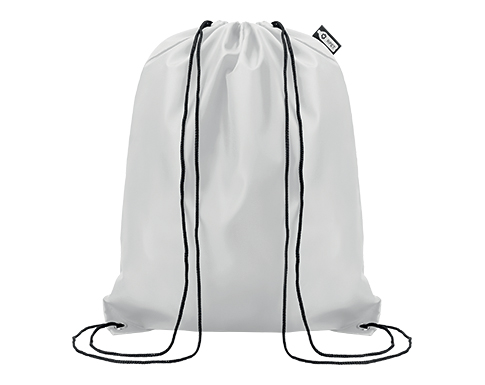 Recycled Plastic Bottles RPET Polyester Drawstring Bags - White