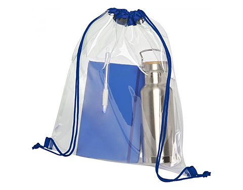 Stadium Clear PVC Drawstring Backpacks - Royal Blue