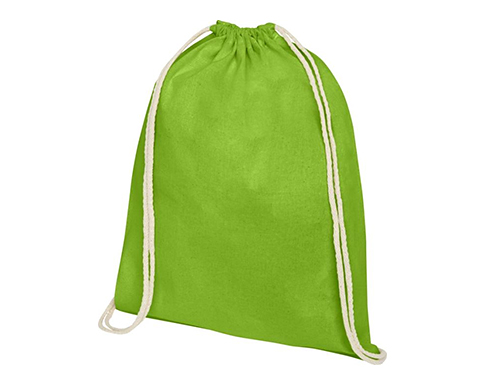 Peak Premium Cotton Drawstring Backpacks - Lime