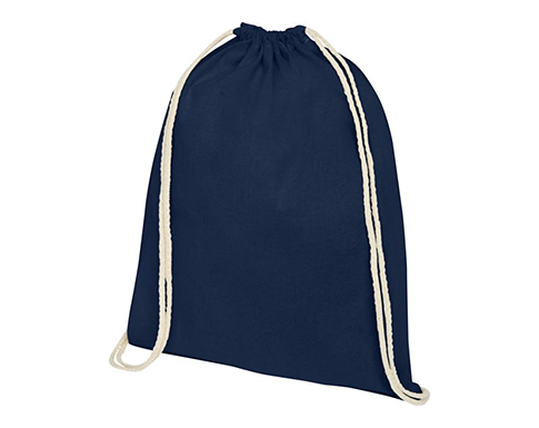 Peak Premium Cotton Drawstring Backpacks - Navy