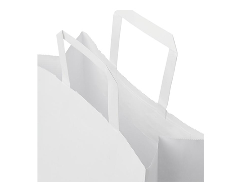 Leyburn Medium Kraft Paper Flat Handled Recycled Paper Bags - White