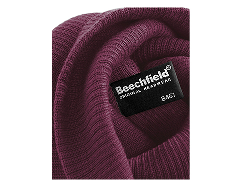 Beechfield Slouch Knitted Acrylic Beanie Hats - Burgundy