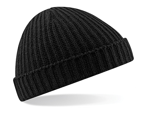 Beechfield Knitted Trawler Beanie Hats - Black