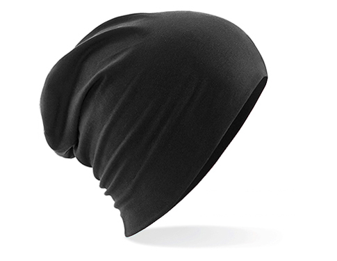 Beechfield Hemsedal Cotton Micro-Knit Slouch Beanie Hats - Black