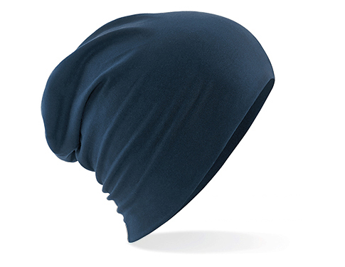 Beechfield Hemsedal Cotton Micro-Knit Slouch Beanie Hats - French Navy