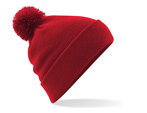 Beechfield Original Pom Pom Beanie Hats - Red
