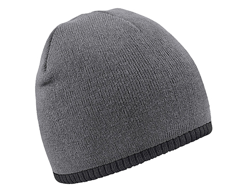 Beechfield Two Tone Pull-On Beanie Hats - Graphite Grey / Black