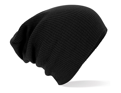 Beechfield Slouch Knitted Acrylic Beanie Hats - Black