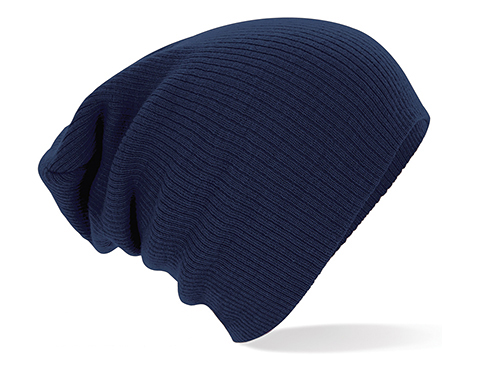 Beechfield Slouch Knitted Acrylic Beanie Hats - French Navy