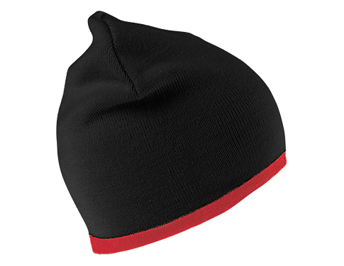 Result Reversible Fashion Beanie Hats - Black / Red