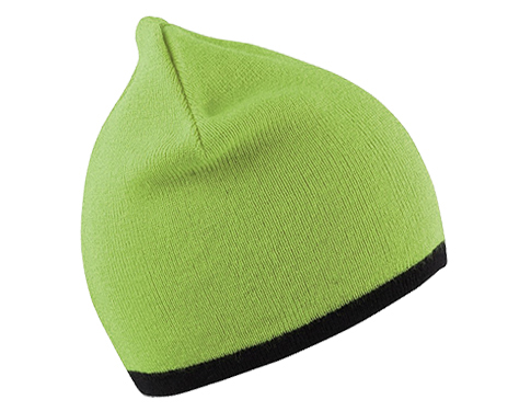 Result Reversible Fashion Beanie Hats - Lime / Black