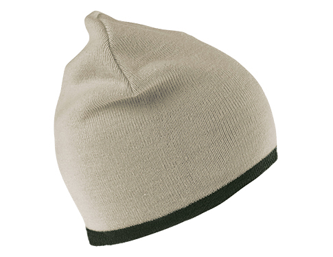 Result Reversible Fashion Beanie Hats - Stone / Olive