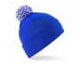 Beechfield Snowstar Bobble Beanie Hats - Royal Blue / White