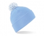 Beechfield Snowstar Bobble Beanie Hats - Sky Blue / White