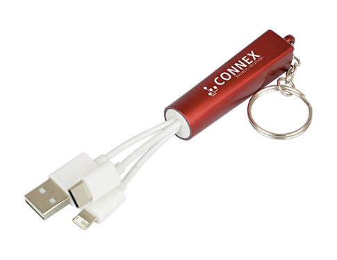 Memphis Light Up Charging Keyring Cables - Red