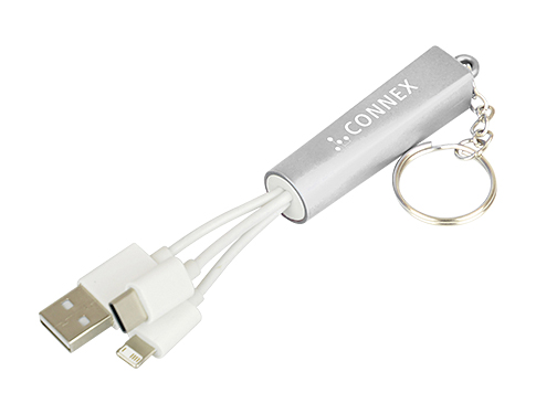 Memphis Light Up Charging Keyring Cables - Silver