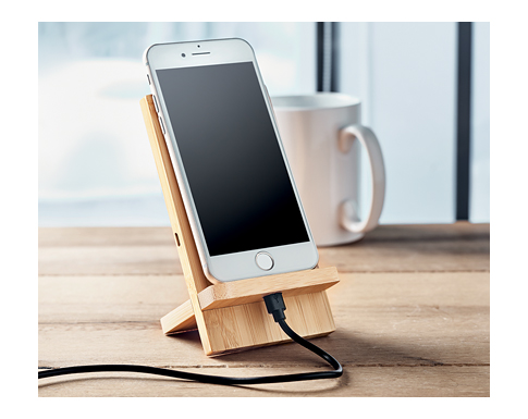 Seattle Bamboo Wireless Phone Charging Phone Stands - Natural