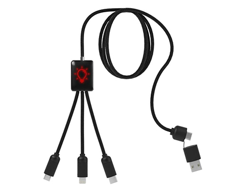 SCX Design C28 5-in-1 Extended Light Up Sustainable Charging Cables - Red